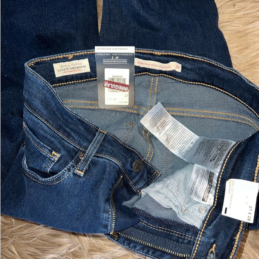 New Levi's womens 724 High Rise Slim Straight Denim Jeans Size 27 X 28 - Picture 7 of 10